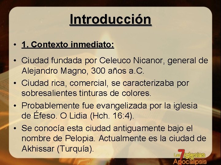 Introducción • 1. Contexto inmediato: • Ciudad fundada por Celeuco Nicanor, general de Alejandro