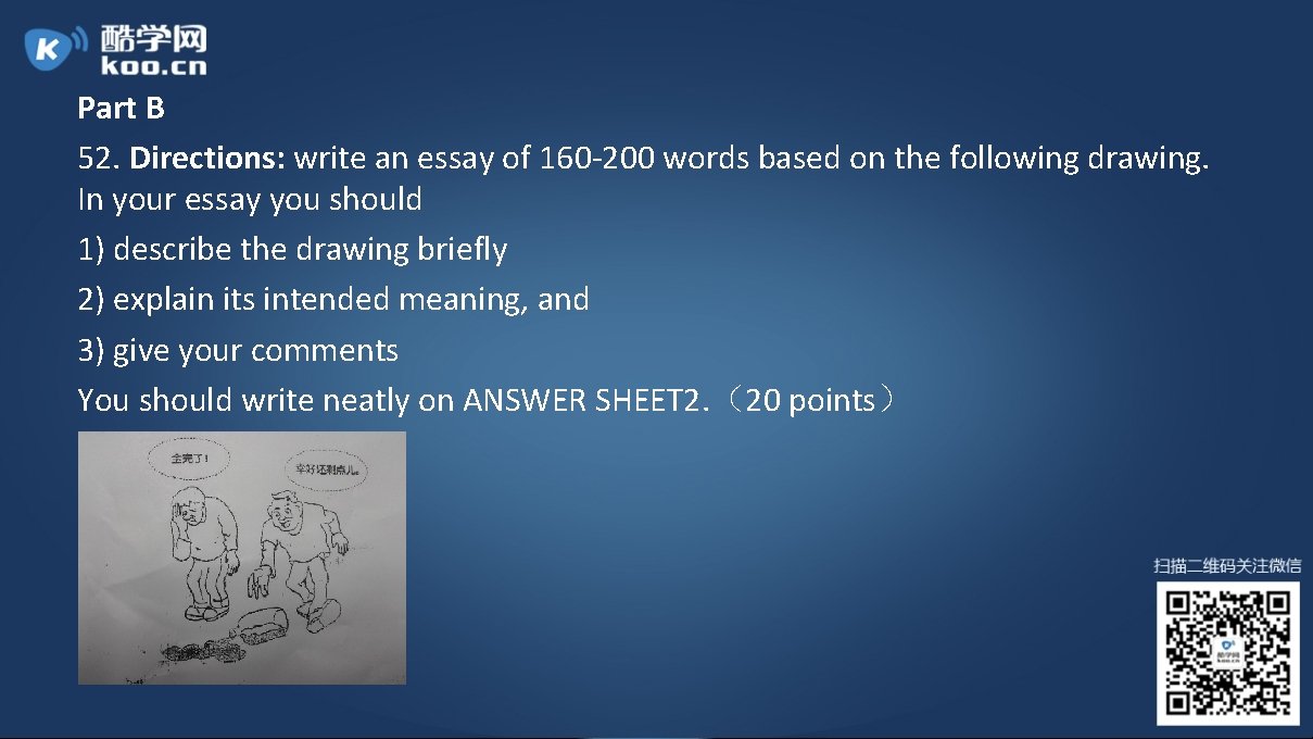 Part B 52. Directions: write an essay of 160 -200 words based on the