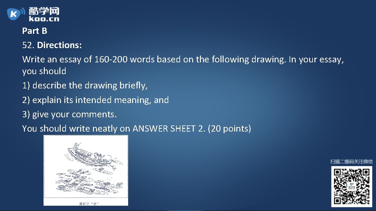 Part B 52. Directions: Write an essay of 160 -200 words based on the