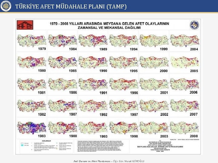 TÜRKİYE AFET MÜDAHALE PLANI (TAMP) Acil Durum ve Afet Planlaması – Öğr. Gör. Murat
