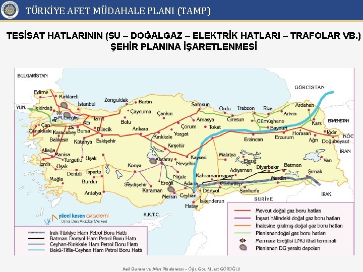 TÜRKİYE AFET MÜDAHALE PLANI (TAMP) TESİSAT HATLARININ (SU – DOĞALGAZ – ELEKTRİK HATLARI –