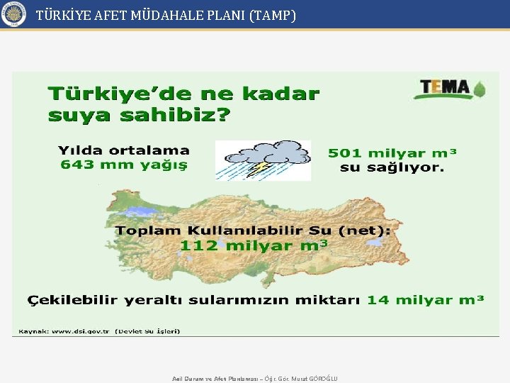 TÜRKİYE AFET MÜDAHALE PLANI (TAMP) Acil Durum ve Afet Planlaması – Öğr. Gör. Murat