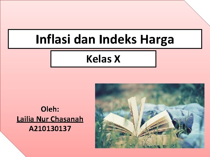 Inflasi dan Indeks Harga Kelas X Oleh: Lailia Nur Chasanah A 210130137 