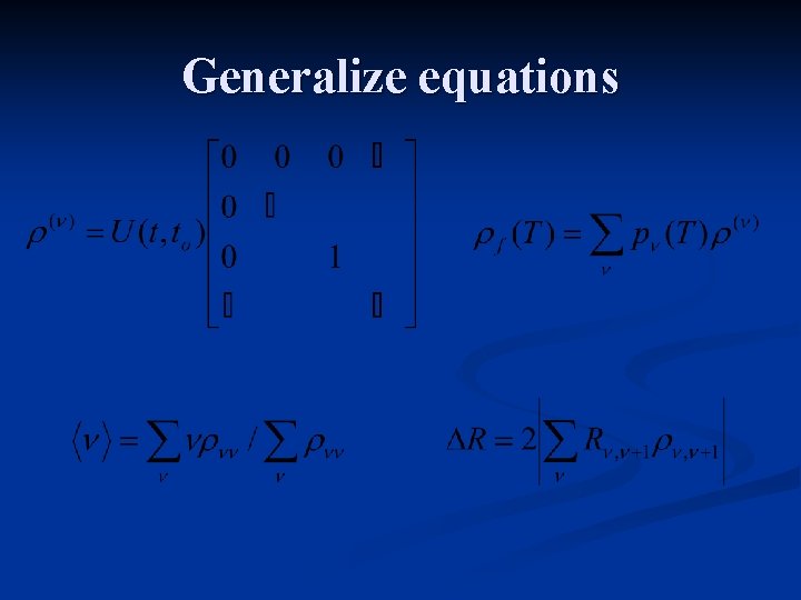 Generalize equations 