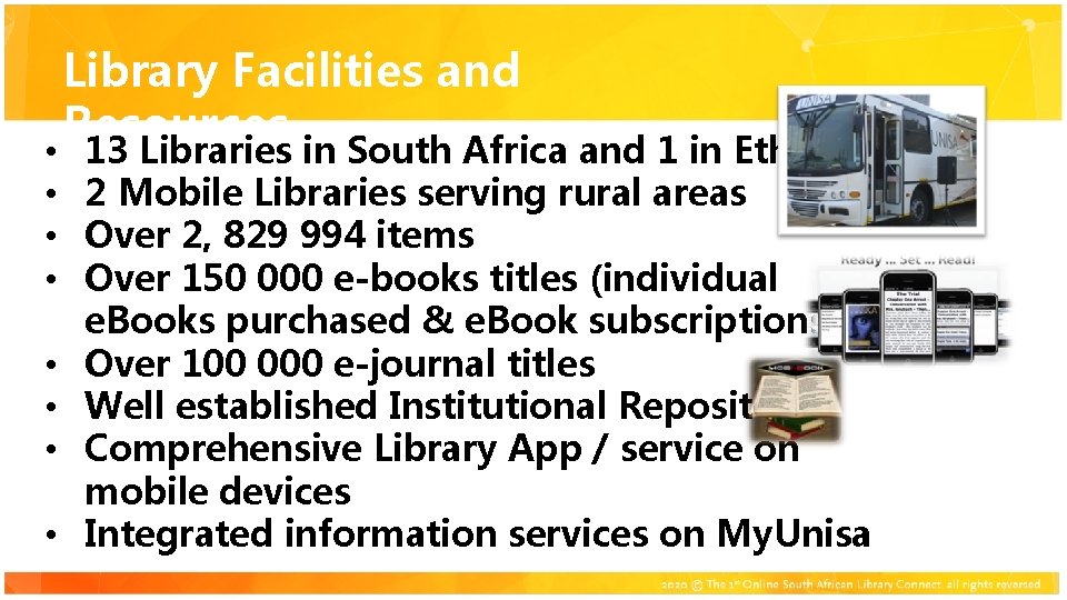  • • 4 Library Click to Facilities add title and Resources 13 Libraries