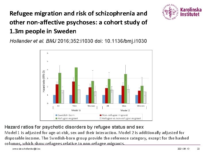 Refugee migration and risk of schizophrenia and other non-affective psychoses: a cohort study of Refugee migration and risk of schizophrenia and other non-affective psychoses: a cohort study of