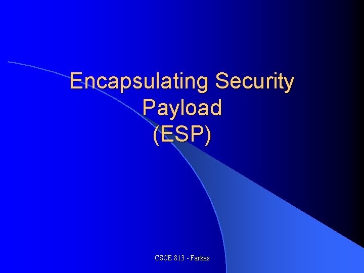 Encapsulating Security Payload (ESP) CSCE 813 - Farkas 