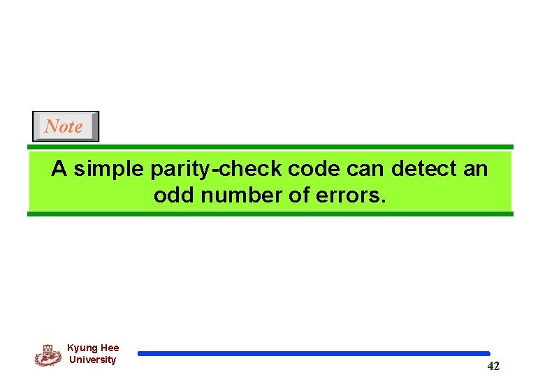 Note A simple parity-check code can detect an odd number of errors. Kyung Hee