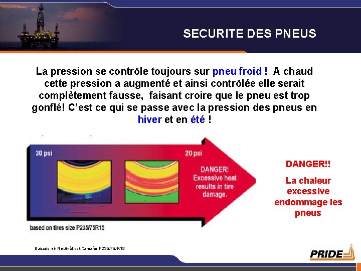 SECURITE DES PNEUS La pression se contrôle toujours sur pneu froid ! A chaud