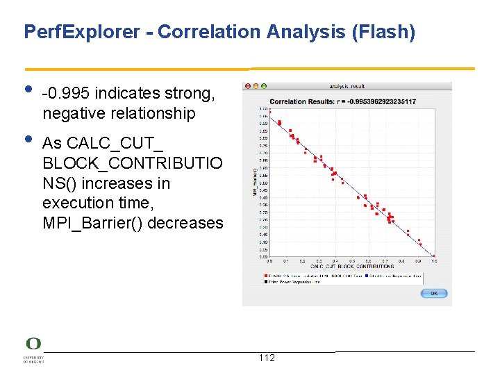 Perf. Explorer - Correlation Analysis (Flash) • -0. 995 indicates strong, negative relationship •