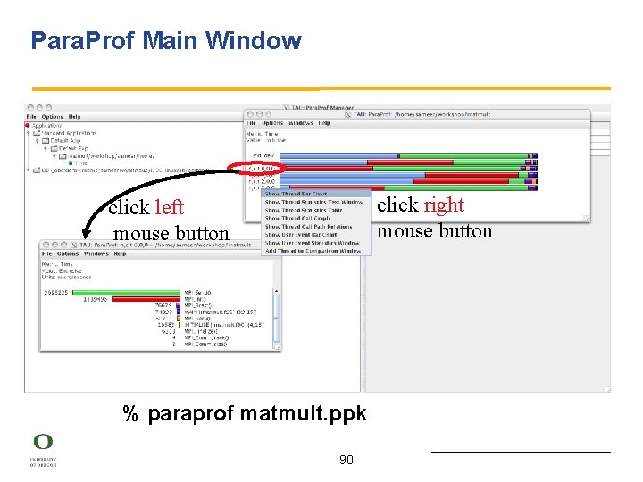Para. Prof Main Window click right mouse button click left mouse button % paraprof