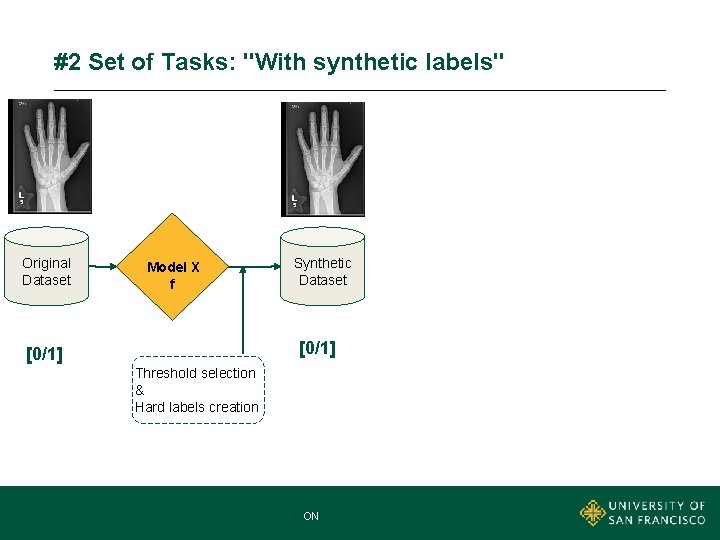 #2 Set of Tasks: "With synthetic labels" Original Dataset Model X f Synthetic Dataset