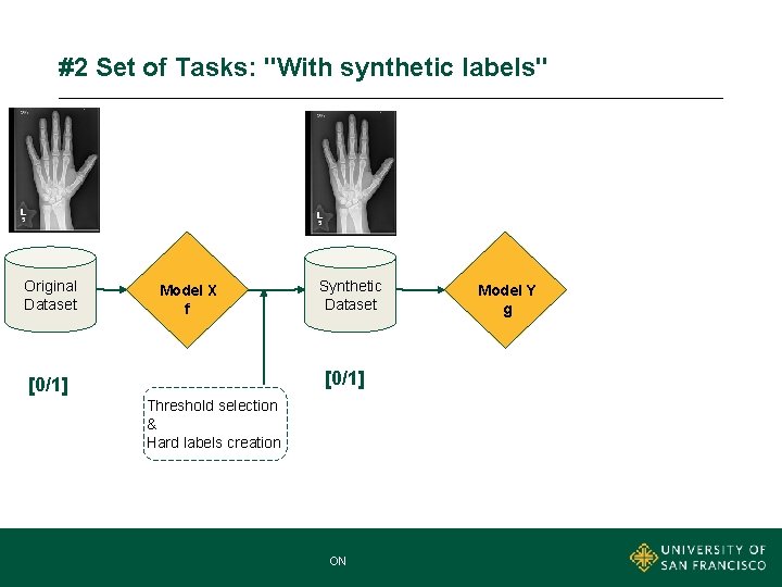 #2 Set of Tasks: "With synthetic labels" Original Dataset Model X f Synthetic Dataset