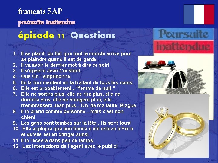 français 5 AP poursuite inattendue épisode 11 Questions 1. Il se plaint du fait