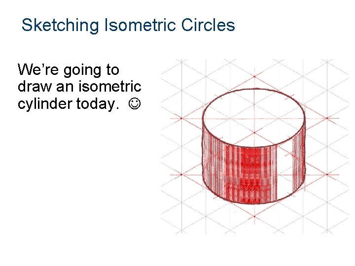 Sketching Isometric Circles We’re going to draw an isometric cylinder today. 