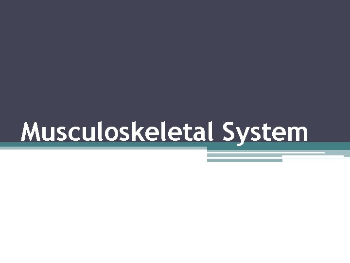 Musculoskeletal System 