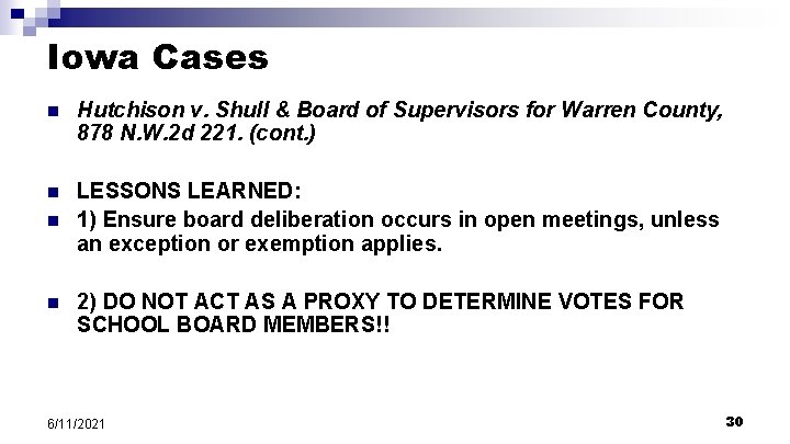 Iowa Cases n Hutchison v. Shull & Board of Supervisors for Warren County, 878