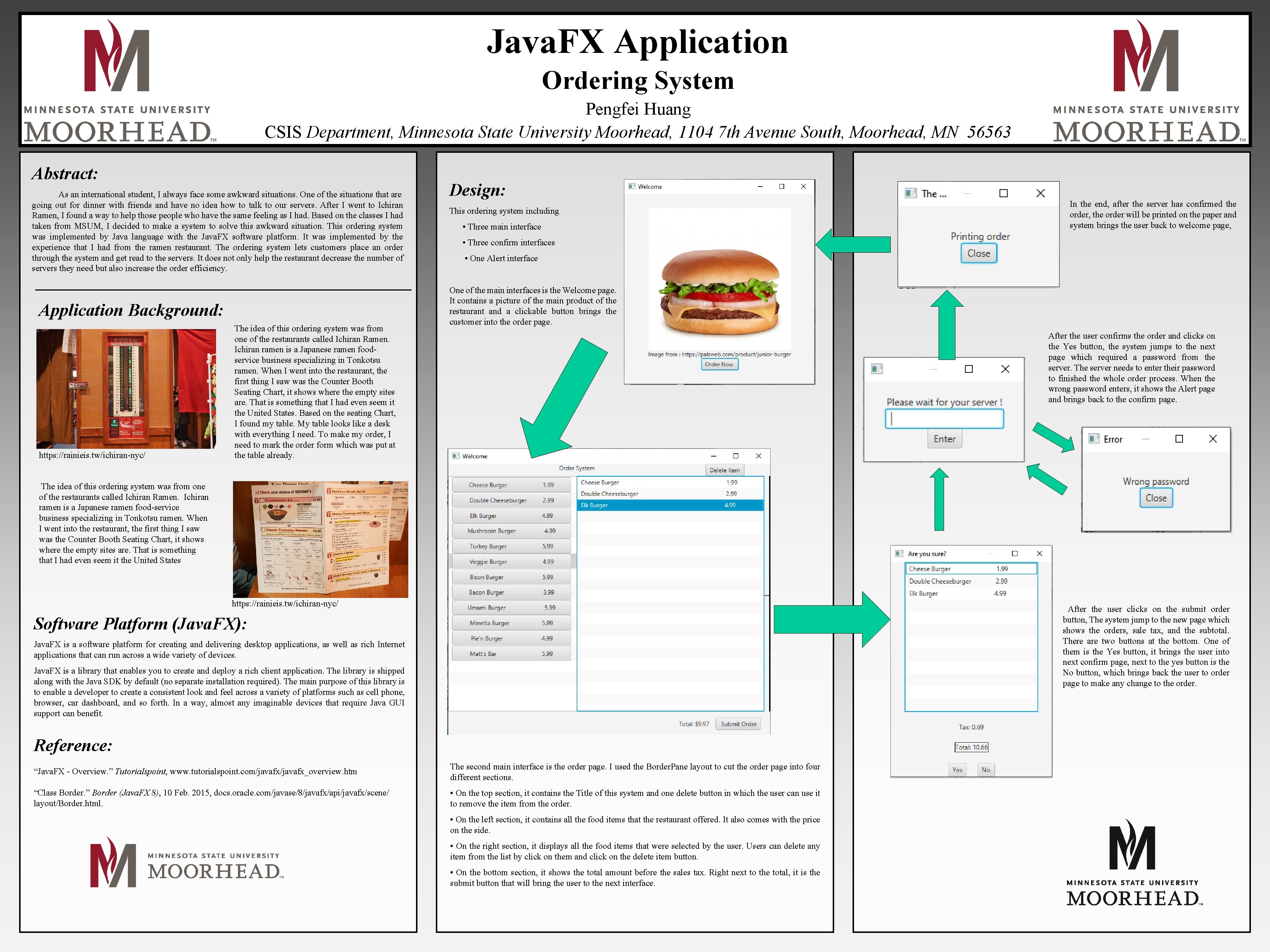 Java. FX Application Ordering System Pengfei Huang CSIS Department, Minnesota State University Moorhead, 1104