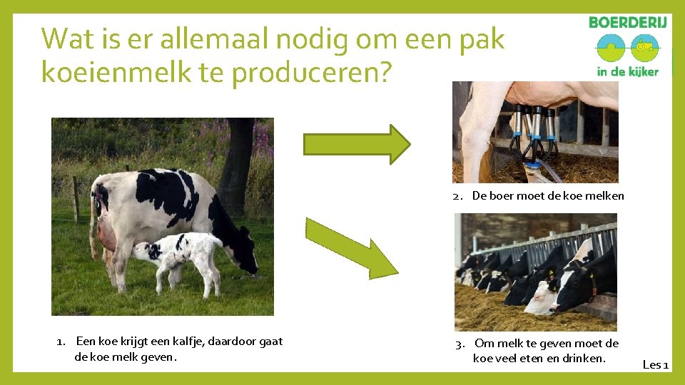 Wat is er allemaal nodig om een pak koeienmelk te produceren? 2. De boer