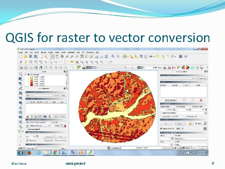 QGIS for raster to vector conversion 6/12/2021 mini project 8 