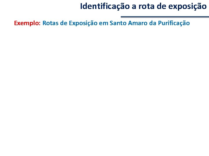 Identificação a rota de exposição Exemplo: Rotas de Exposição em Santo Amaro da Purificação