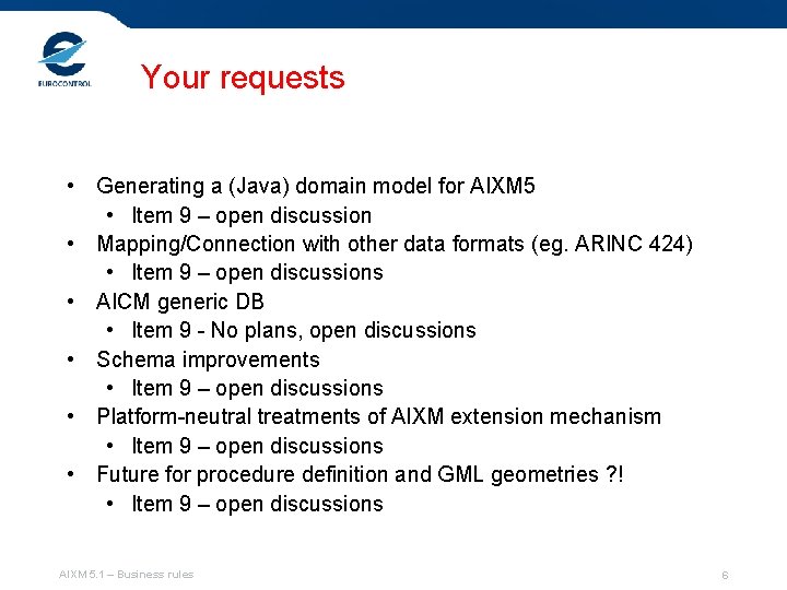 Your requests • Generating a (Java) domain model for AIXM 5 • Item 9