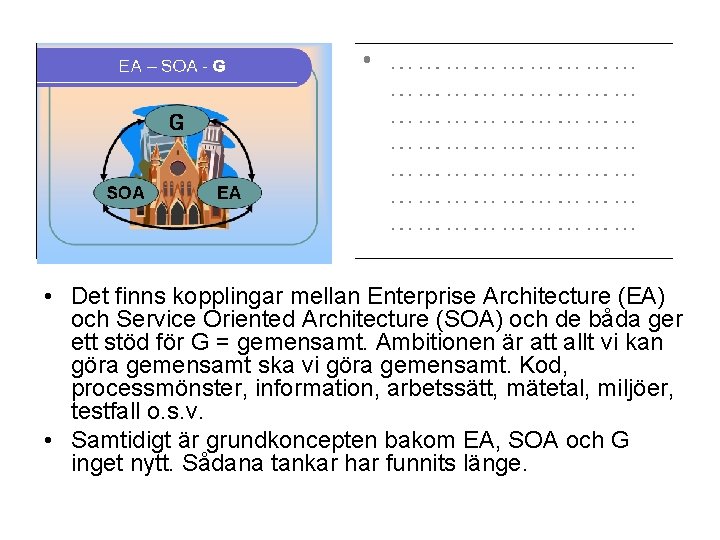  • Det finns kopplingar mellan Enterprise Architecture (EA) och Service Oriented Architecture (SOA)