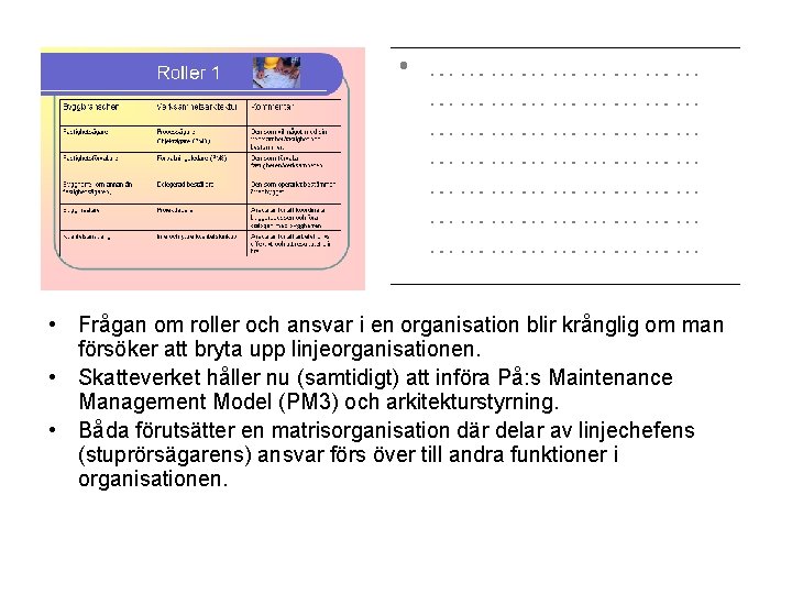  • Frågan om roller och ansvar i en organisation blir krånglig om man