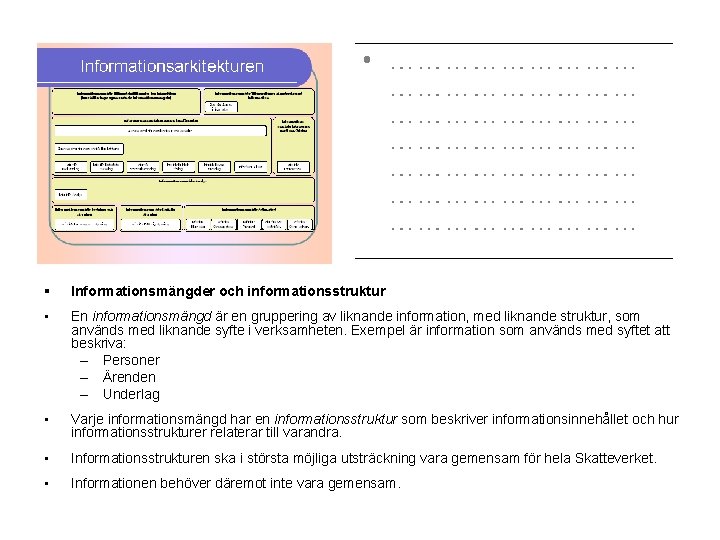 § Informationsmängder och informationsstruktur • En informationsmängd är en gruppering av liknande information, med