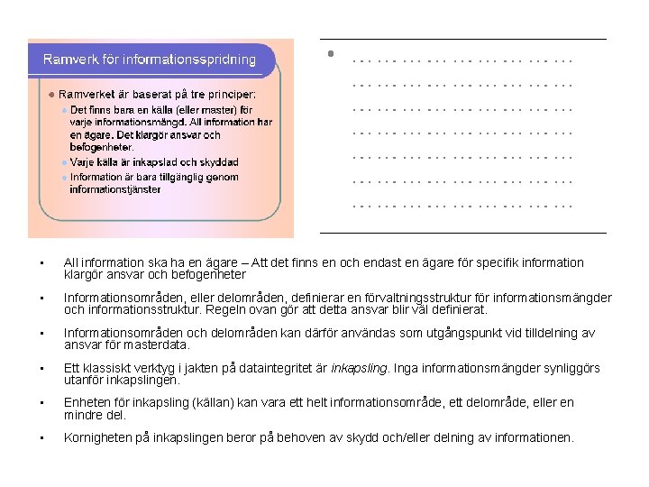  • All information ska ha en ägare – Att det finns en och