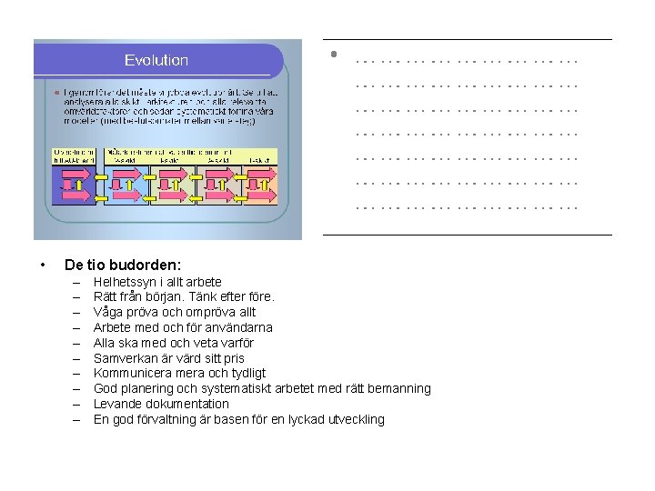  • De tio budorden: – – – – – Helhetssyn i allt arbete