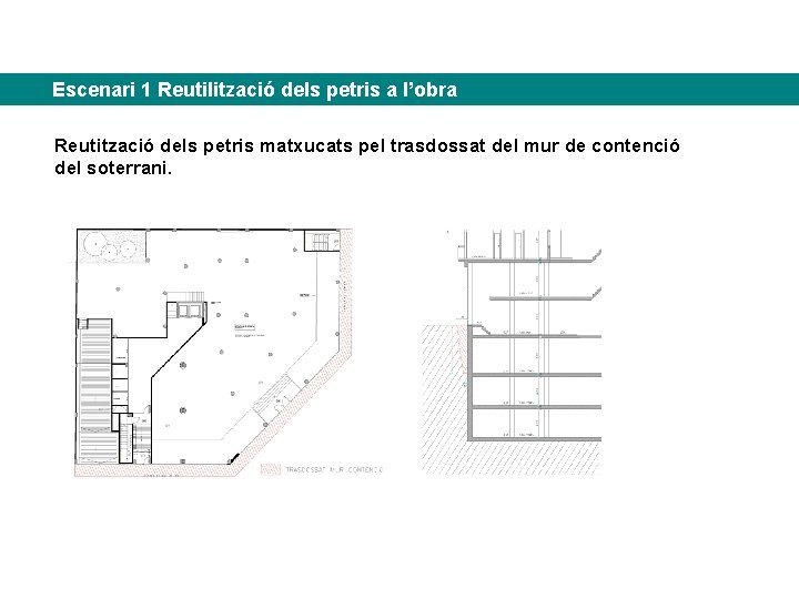 Escenari 1 Reutilització dels petris a l’obra Reutització dels petris matxucats pel trasdossat del