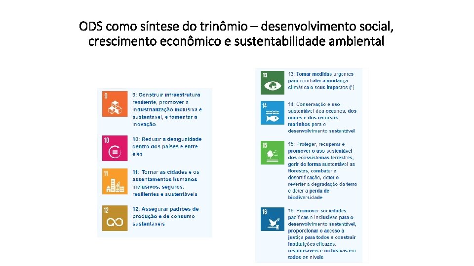 ODS como síntese do trinômio – desenvolvimento social, crescimento econômico e sustentabilidade ambiental 