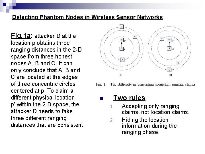 Detecting Phantom Nodes in Wireless Sensor Networks Fig. 1 a: attacker D at the