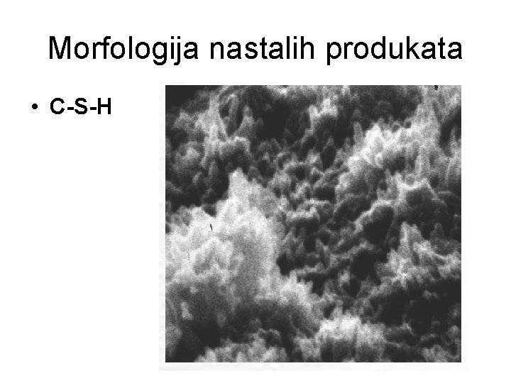 Morfologija nastalih produkata • C-S-H 