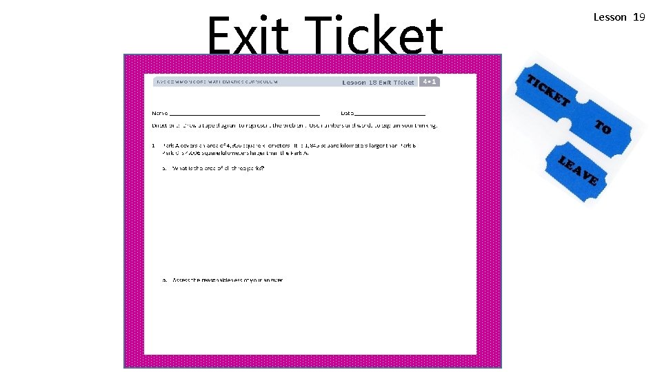 Exit Ticket Lesson 19 