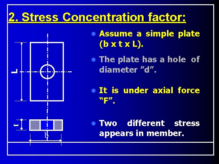 2. Stress Concentration factor: Assume a simple plate (b x t x L). l