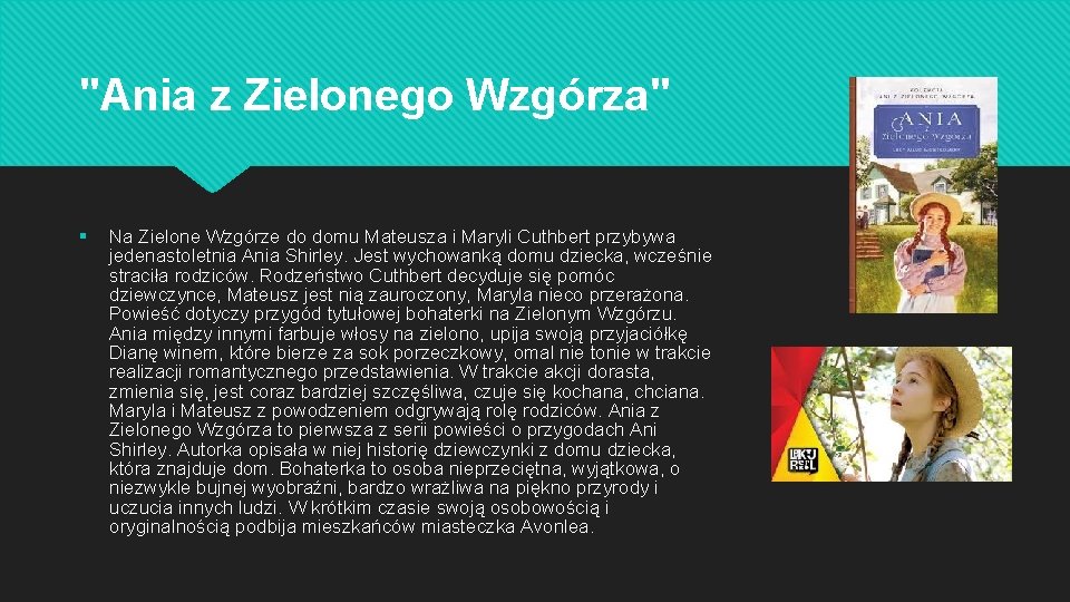 Ania z Zielonego Wzgrza Lucy Maud Montgomery Lucy