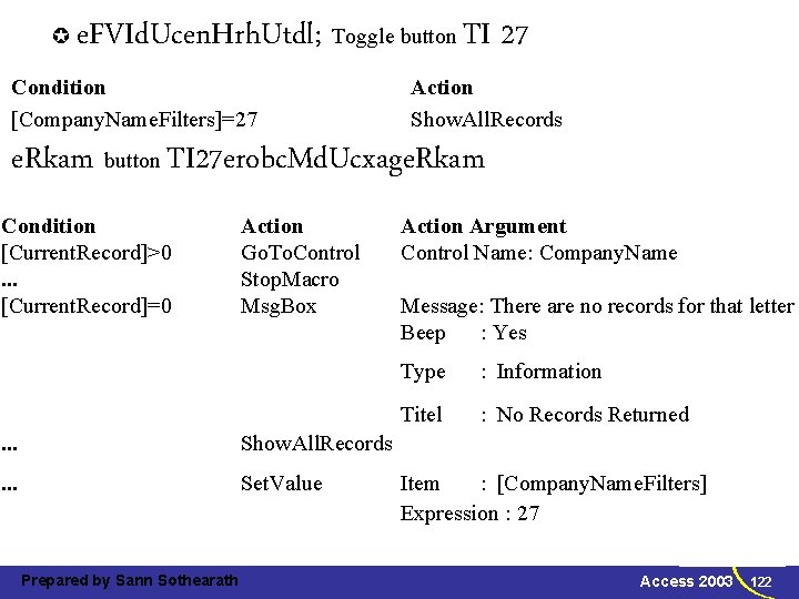  e. FVId. Ucen. Hrh. Utdl; Toggle button TI 27 Condition [Company. Name. Filters]=27