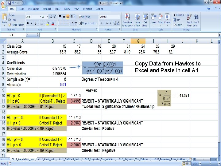 Copy Data from Hawkes to Excel and Paste in cell A 1 