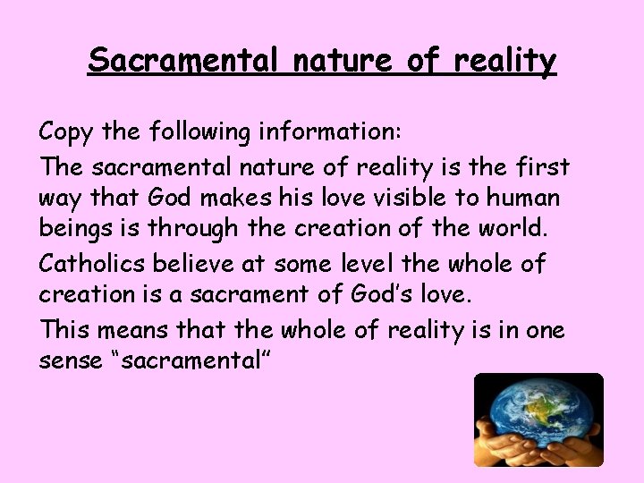 Sacramental nature of reality Copy the following information: The sacramental nature of reality is Sacramental nature of reality Copy the following information: The sacramental nature of reality is