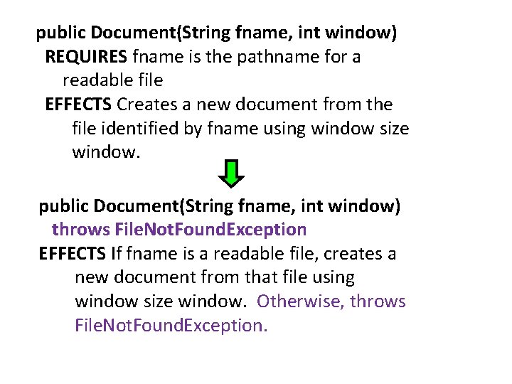 public Document(String fname, int window) REQUIRES fname is the pathname for a readable file