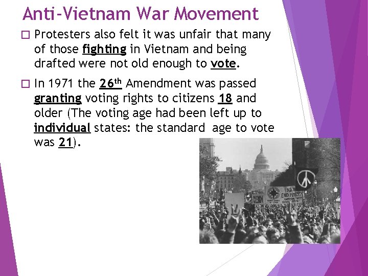 Anti-Vietnam War Movement � Protesters also felt it was unfair that many of those