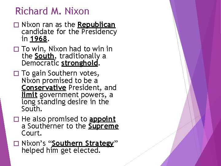 Richard M. Nixon � � � Nixon ran as the Republican candidate for the