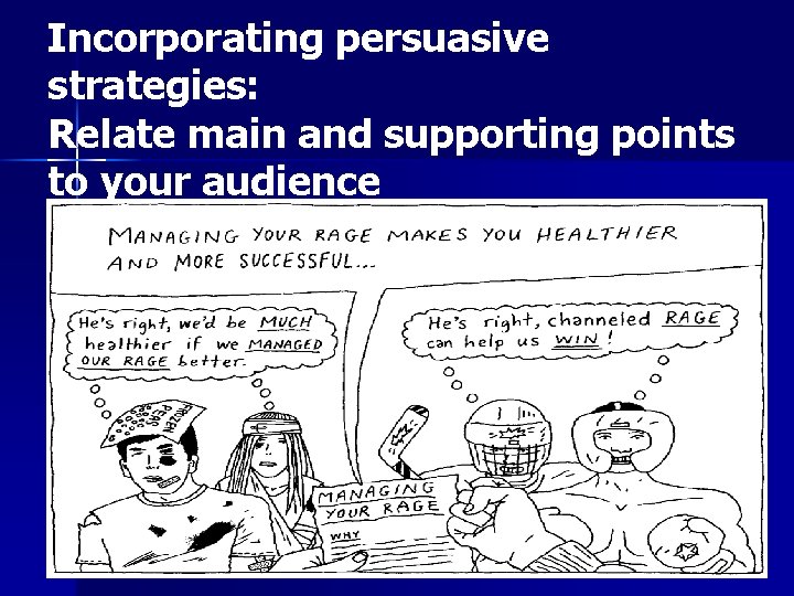 Incorporating persuasive strategies: Relate main and supporting points to your audience 