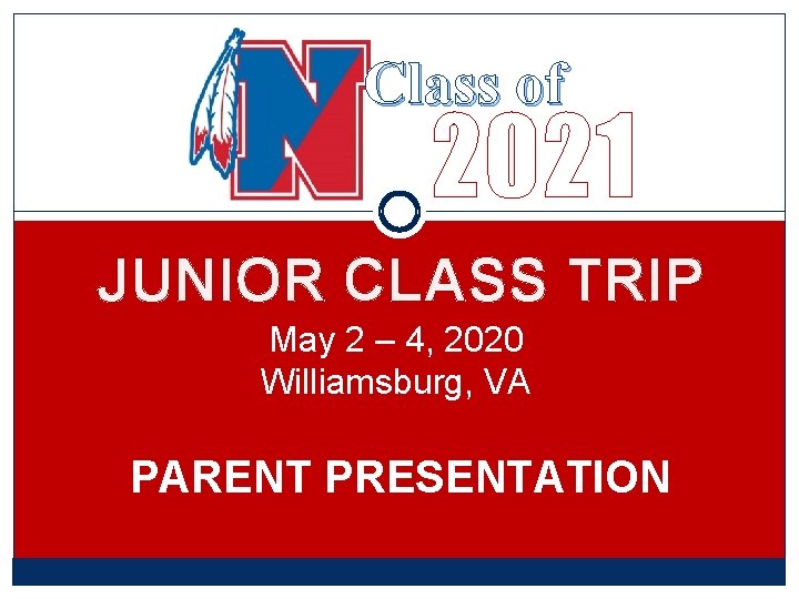 Class of 2021 JUNIOR CLASS TRIP May 2 – 4, 2020 Williamsburg, VA PARENT Class of 2021 JUNIOR CLASS TRIP May 2 – 4, 2020 Williamsburg, VA PARENT
