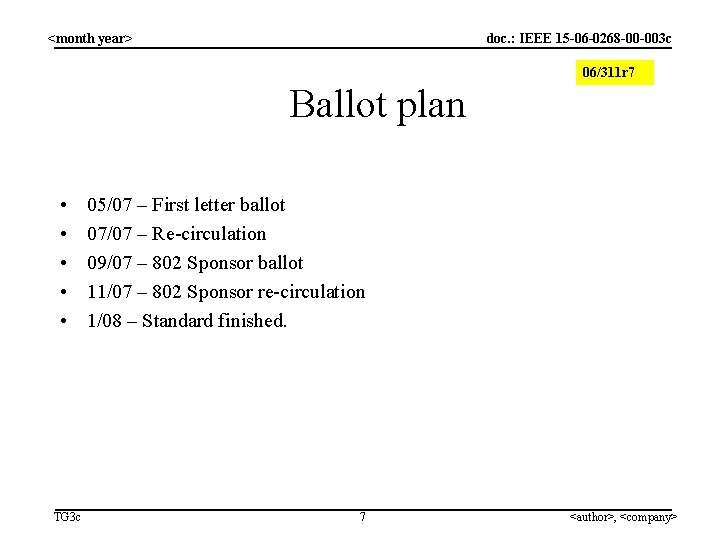 <month year> doc. : IEEE 15 -06 -0268 -00 -003 c 06/311 r 7