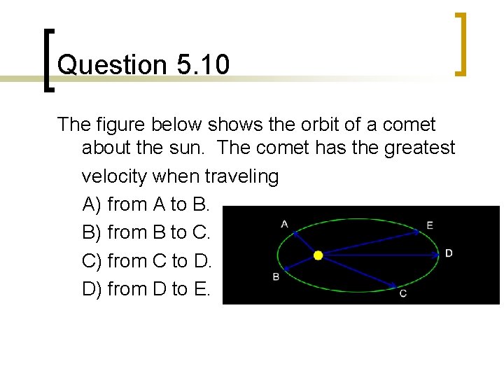 Question 5. 10 The figure below shows the orbit of a comet about the