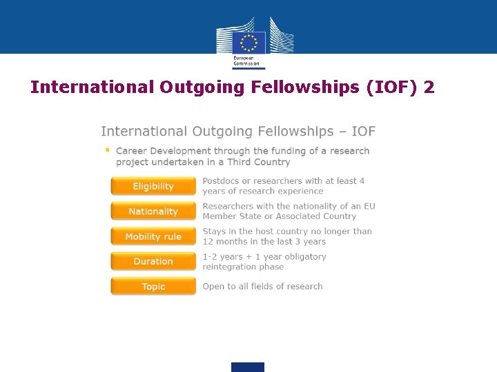International Outgoing Fellowships (IOF) 2 
