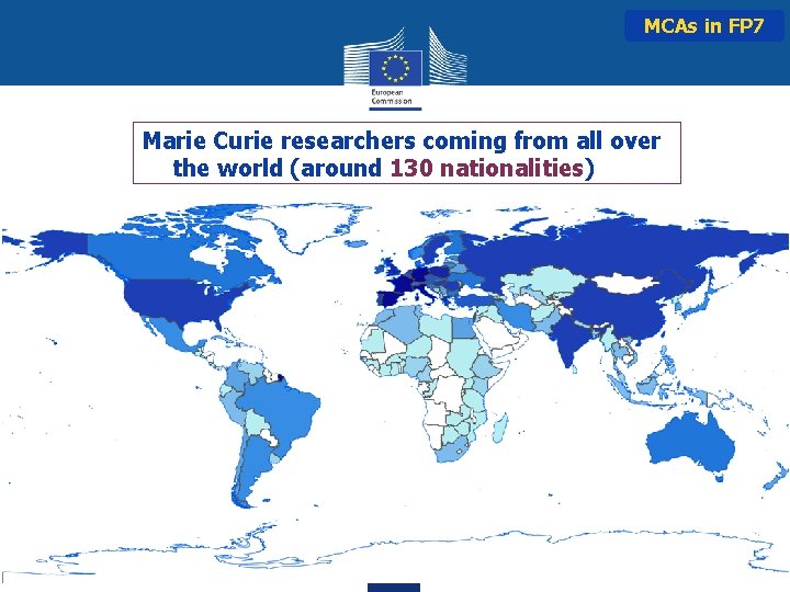 MCAs in FP 7 Marie Curie researchers coming from all over the world (around